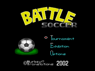 Battle Soccer: Field no Hasha title screen for Super Famicom